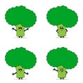 Vector illustration broccoli cabbage white background mascots set